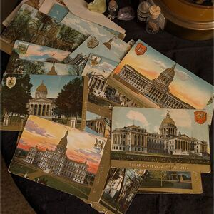 Antique State Capitol Postcard Lot of 18 Gold Gilt Embossed Paper Ephemera